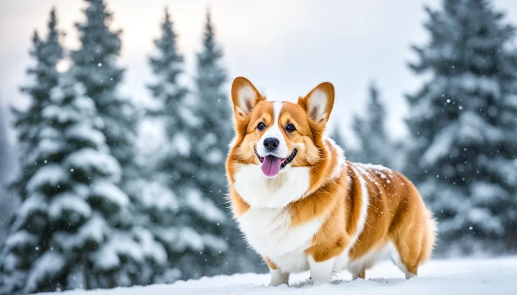 corgi in the snow corgi in the snow