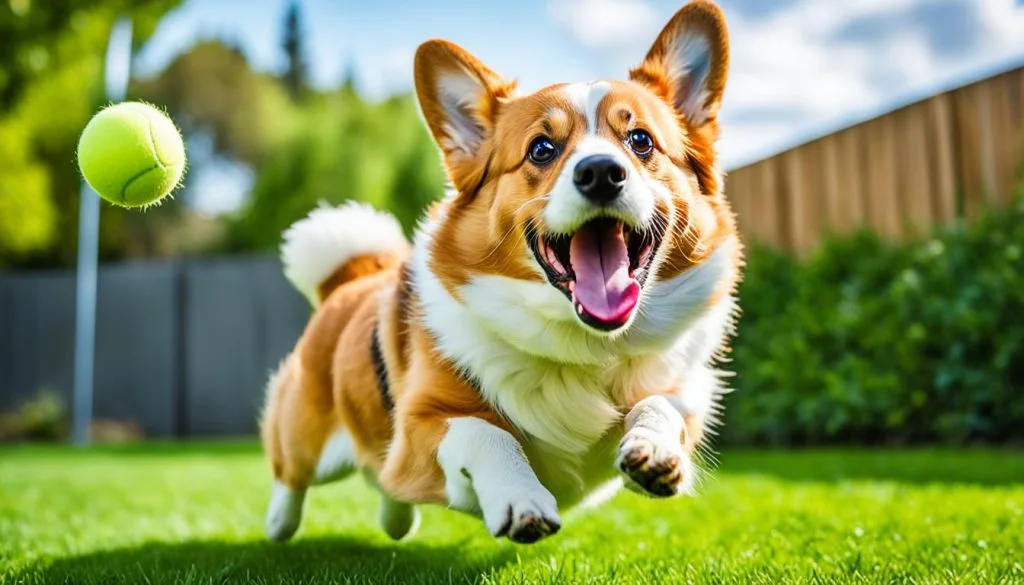 Corgi playing fetch Corgi playing fetch