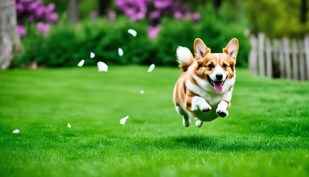 Corgi playing in the park Corgi playing in the park