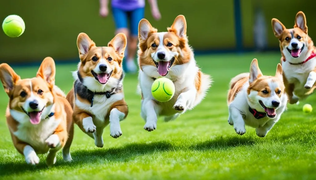 Corgi playing with other dogs Corgi playing with other dogs