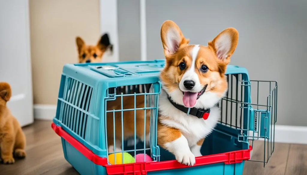 Closing the crate door in crate training