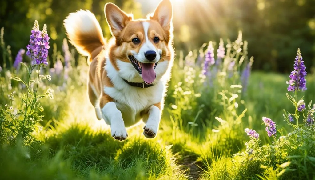 Corgi enjoying outdoor exercise