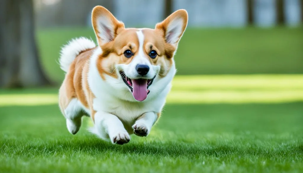 Corgi exercising in a park