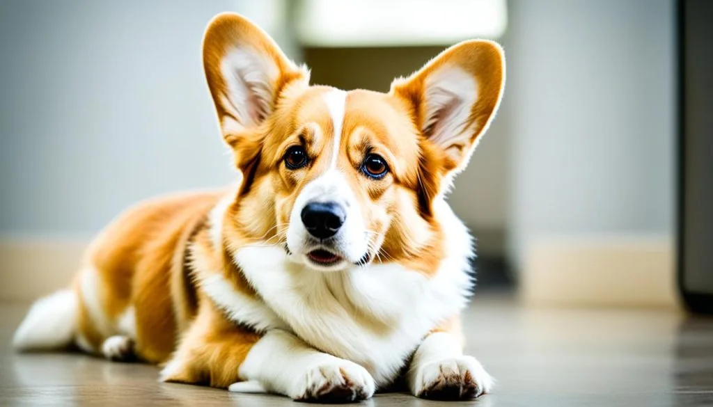 Corgi experiencing stress