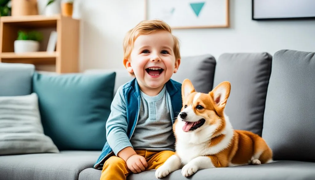 Corgi sitting on a lap