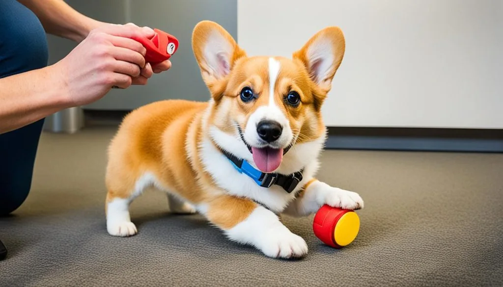 Corgi training ankle biting