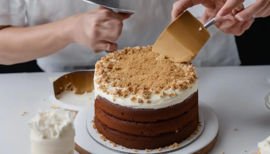 assembling the cake layers