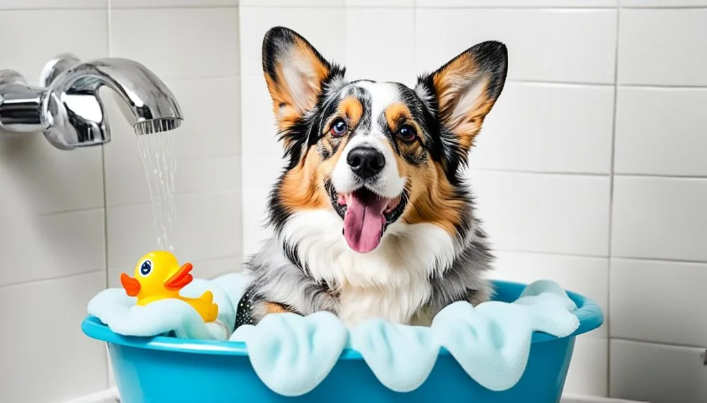 blue merle corgi grooming