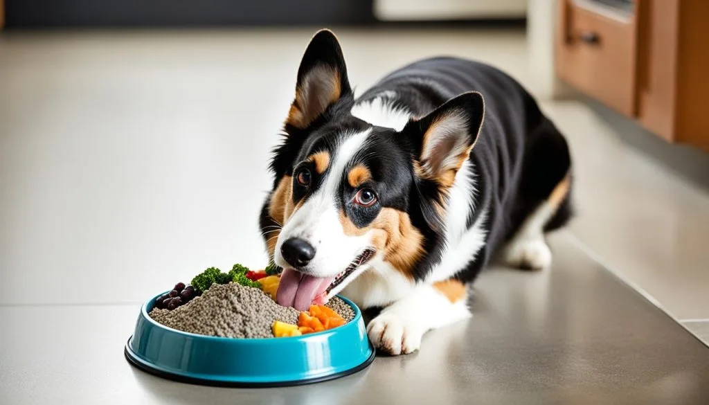 cardigan corgi feeding