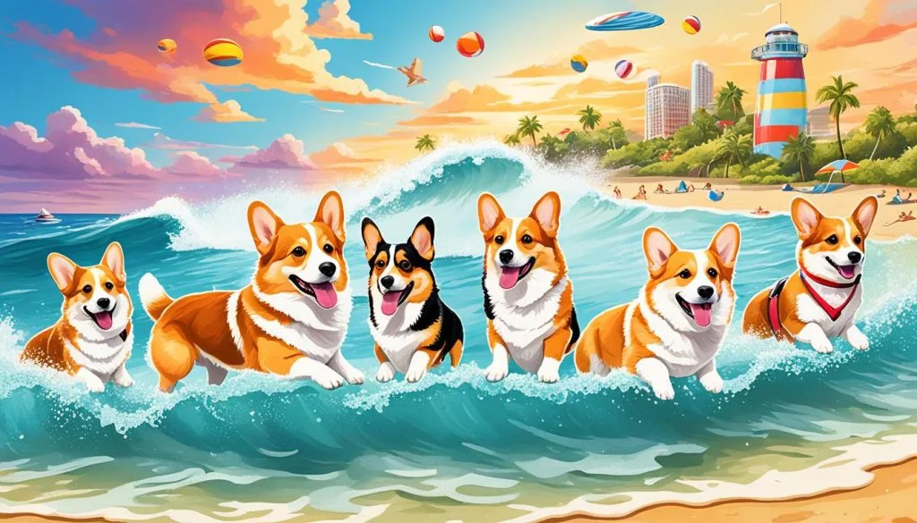 corgi beach day activities