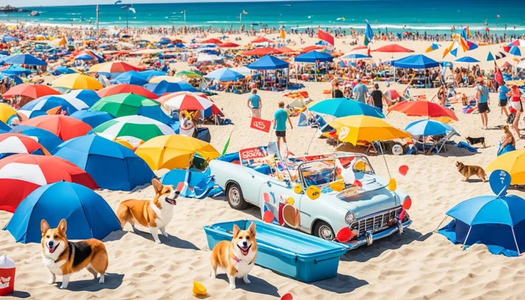 corgi beach day location