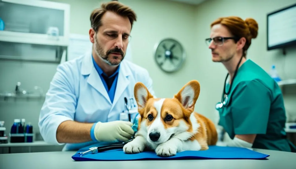 corgi breathing examination