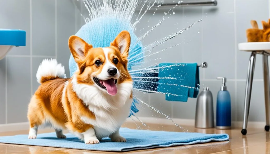 corgi drying