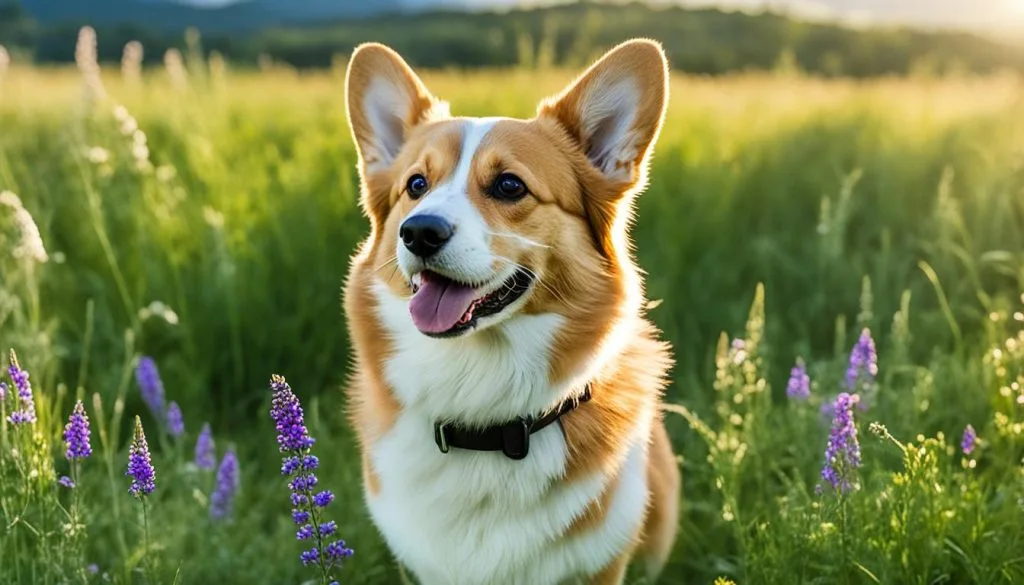 corgi in the field