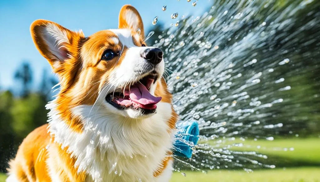 corgi shaking after bath