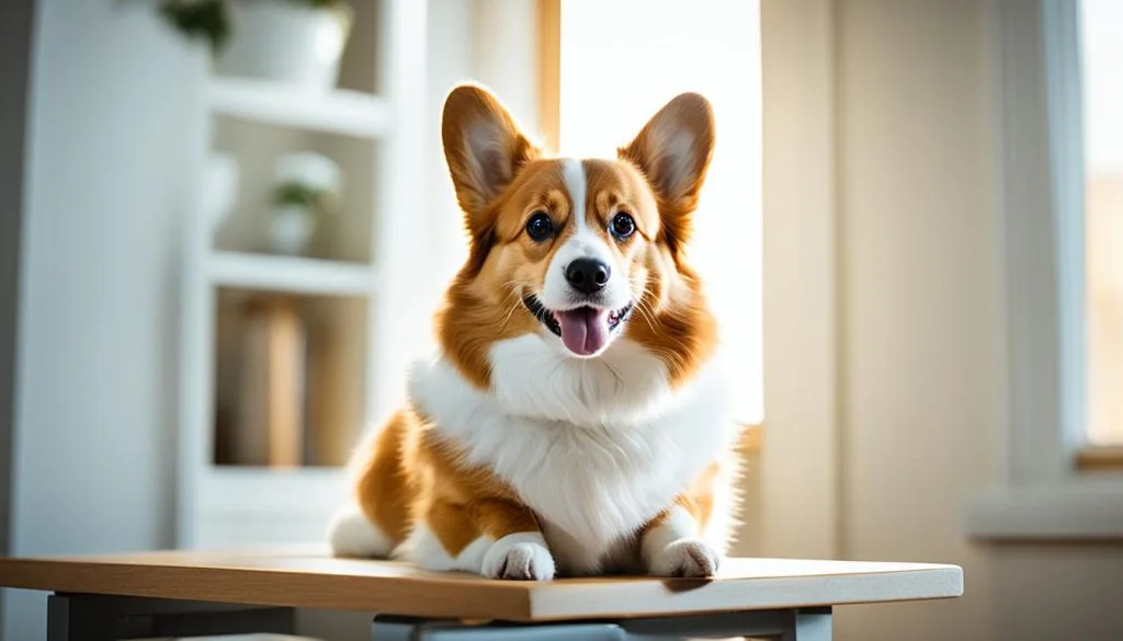 corgi staring for attention