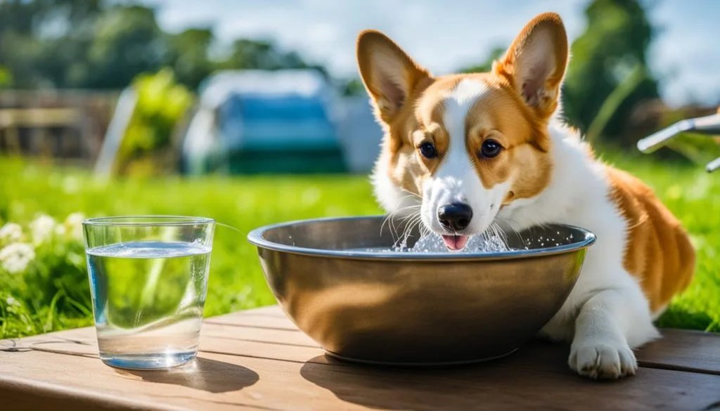 corgi staying hydrated