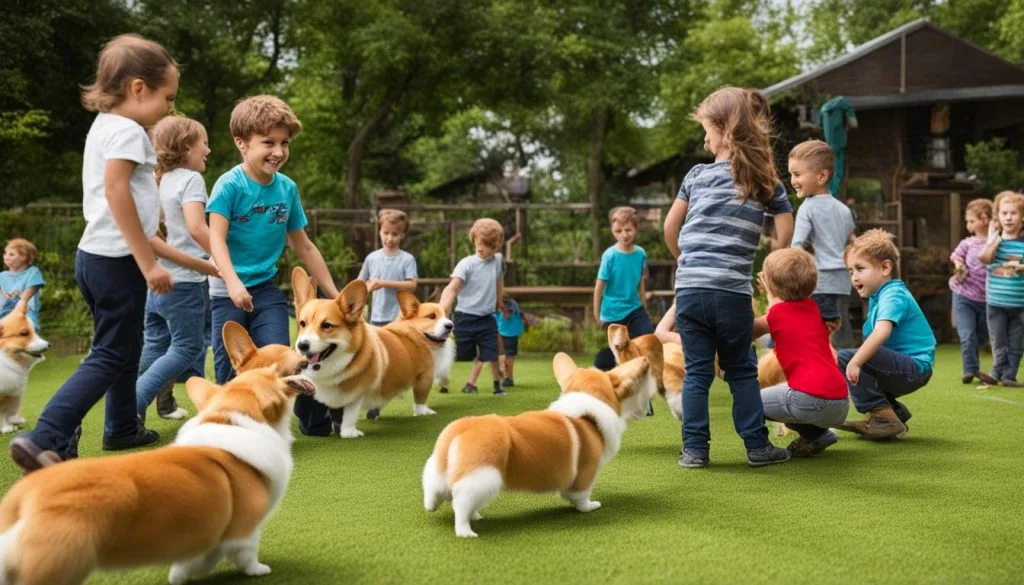 corgis and children