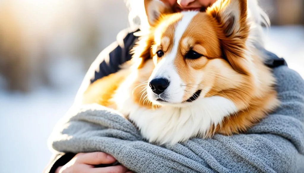 dog cuddling