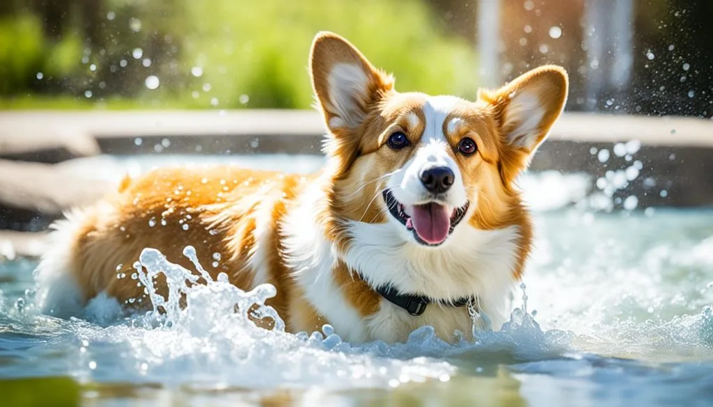 double-coated dog staying cool