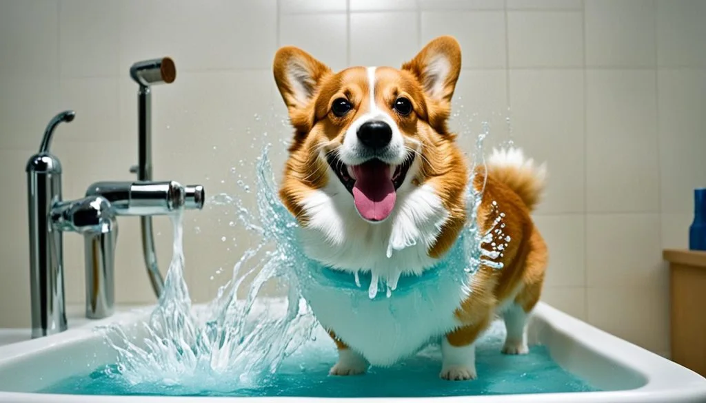 step-by-step corgi bathing