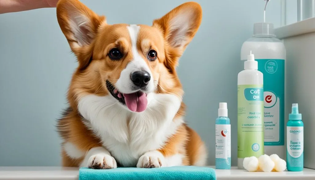 step-by-step corgi ear cleaning