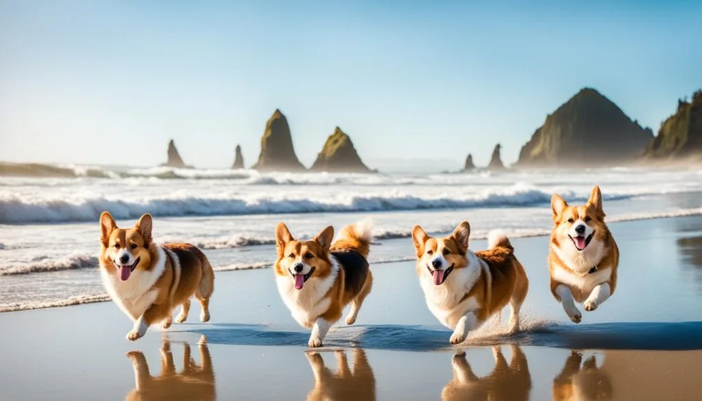 Cannon Beach Corgi Beach Day