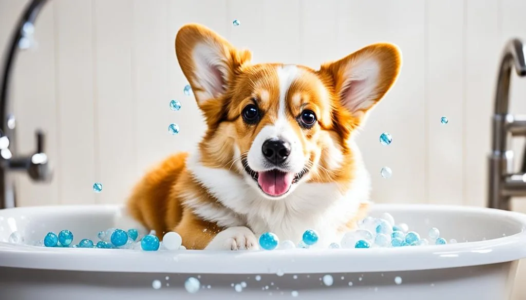 Corgi Bathing