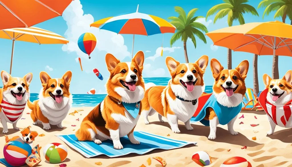 Corgi Beach Party