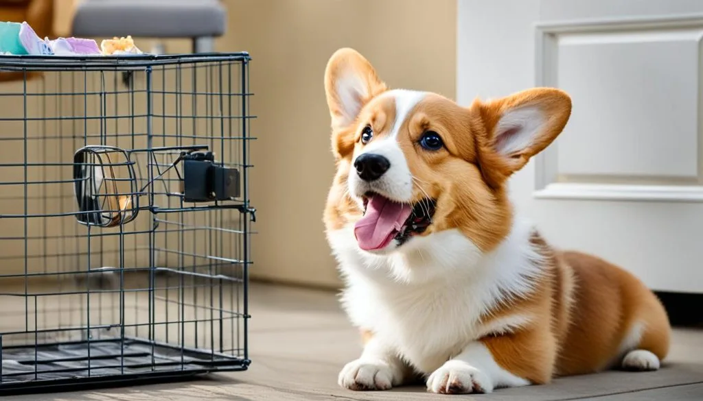 Corgi crate training