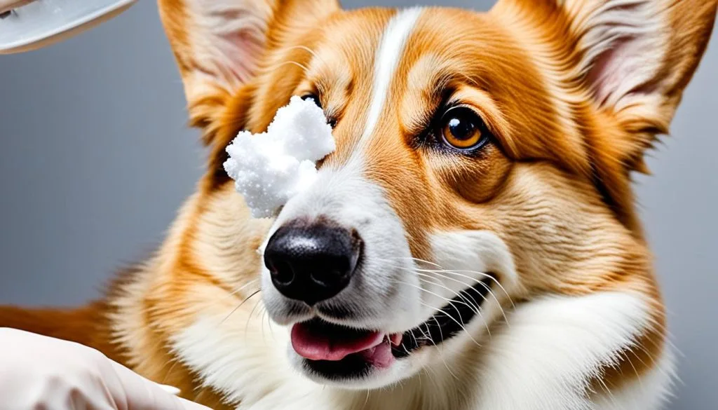 Corgi ear cleaning