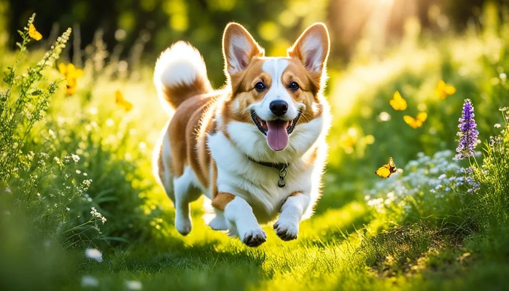 Corgi enjoying outdoor exercise