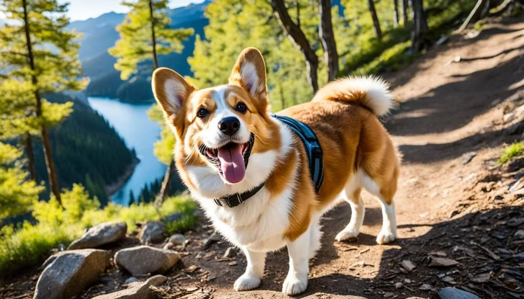 Corgi hiking