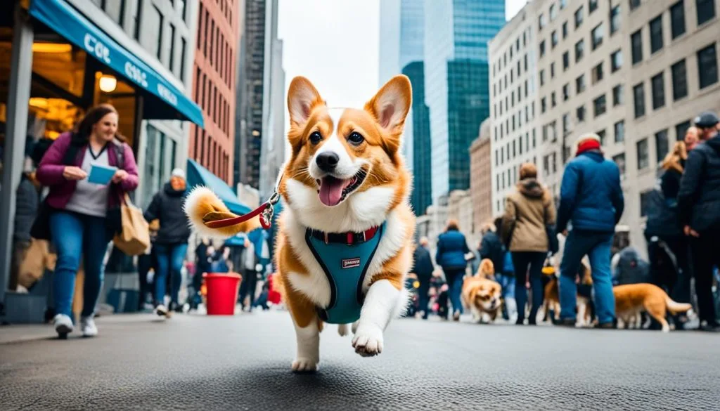 Corgi in an Urban Setting