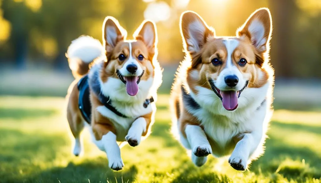 Corgi off-leash exercise