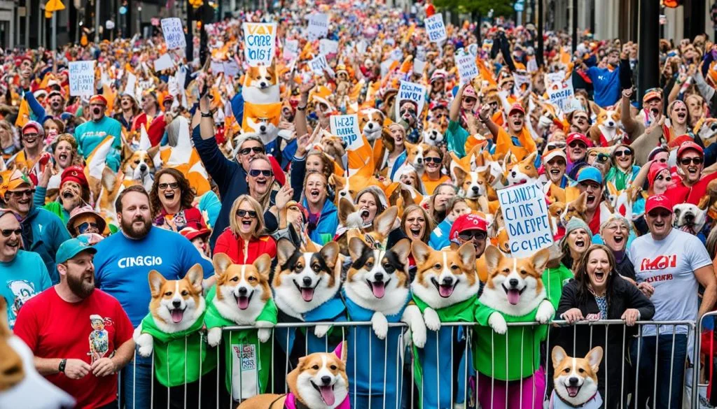 Corgi parade crowd engagement