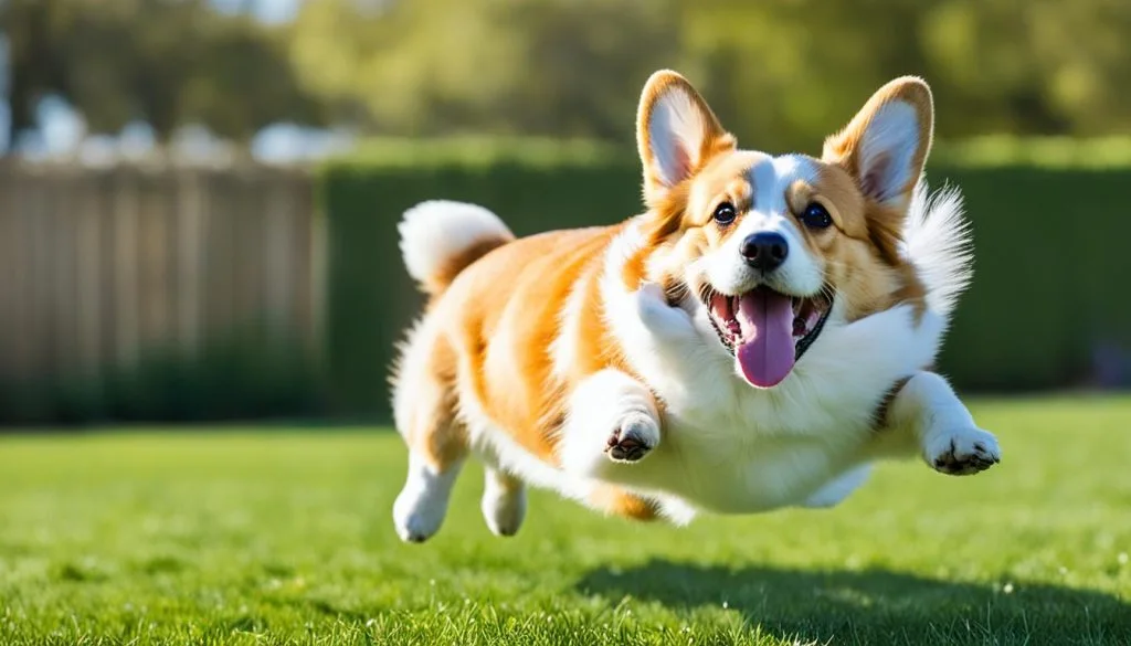 Corgi performing a roll over trick