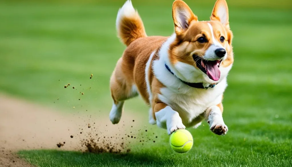 Corgi play fetch