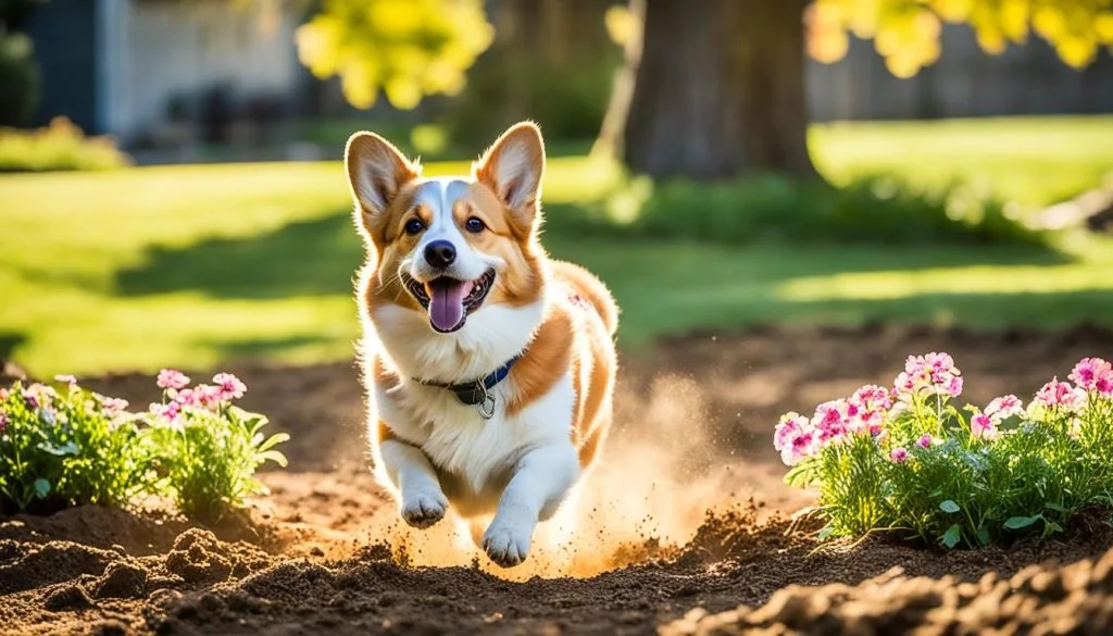 Corgi playing outdoors