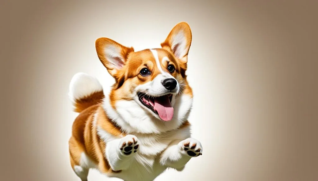 Corgi shaking hands trick