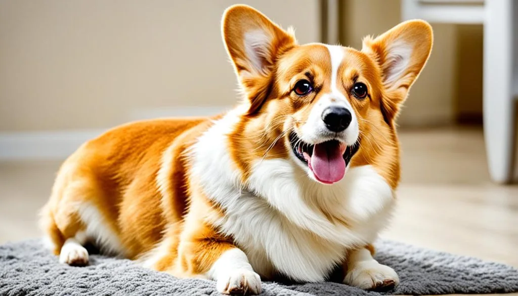 Corgi with flea allergy dermatitis