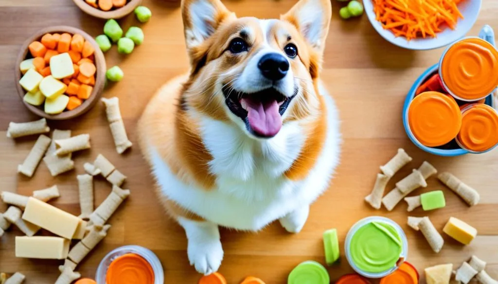 Corgi with healthy homemade treats