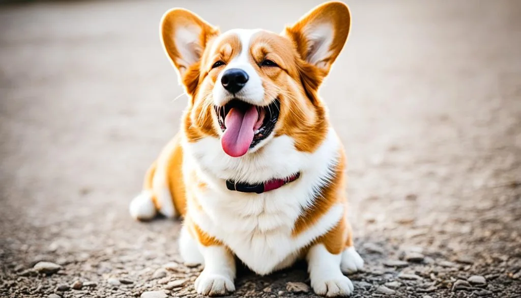 Corgi yawning