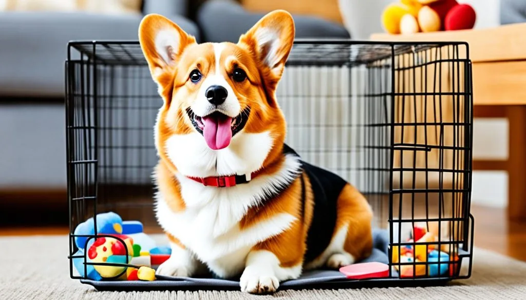 Crate training Corgis
