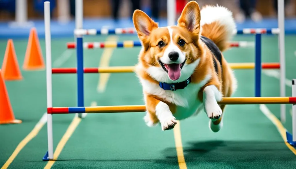 Dog focusing on agility course