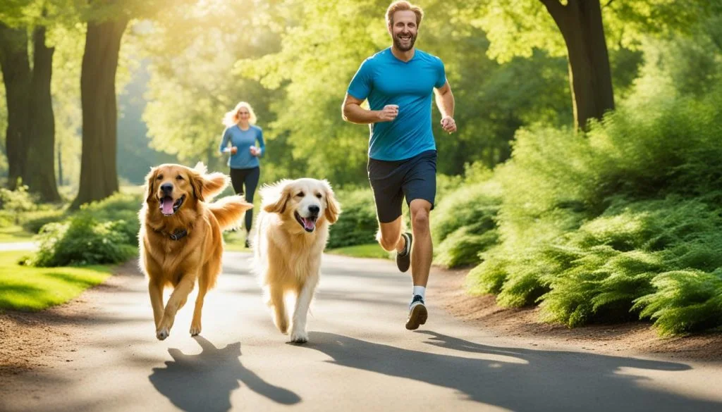 Dog walking and jogging