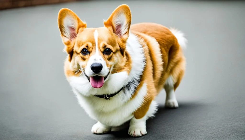 Fearful Corgi body language