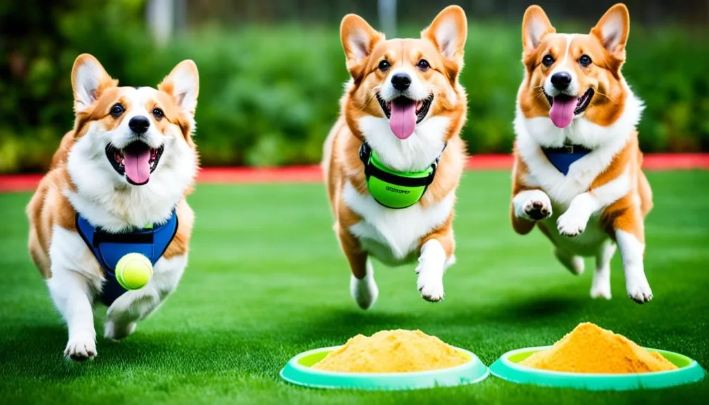 Feeding active Corgis