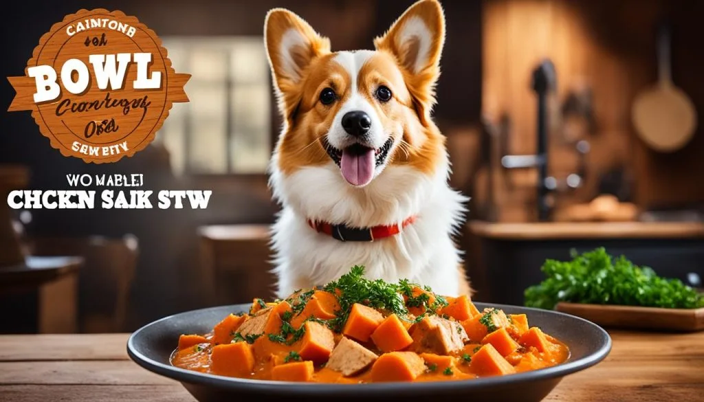 Homemade chicken and sweet potato stew for Corgis
