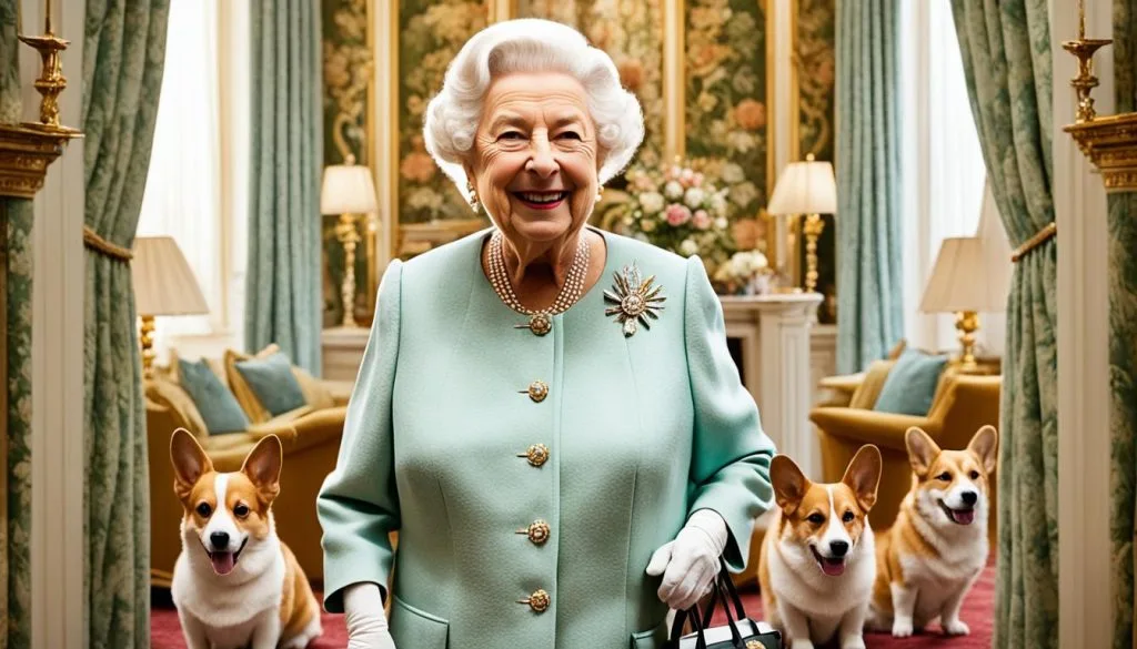Queen Elizabeth II with her corgis